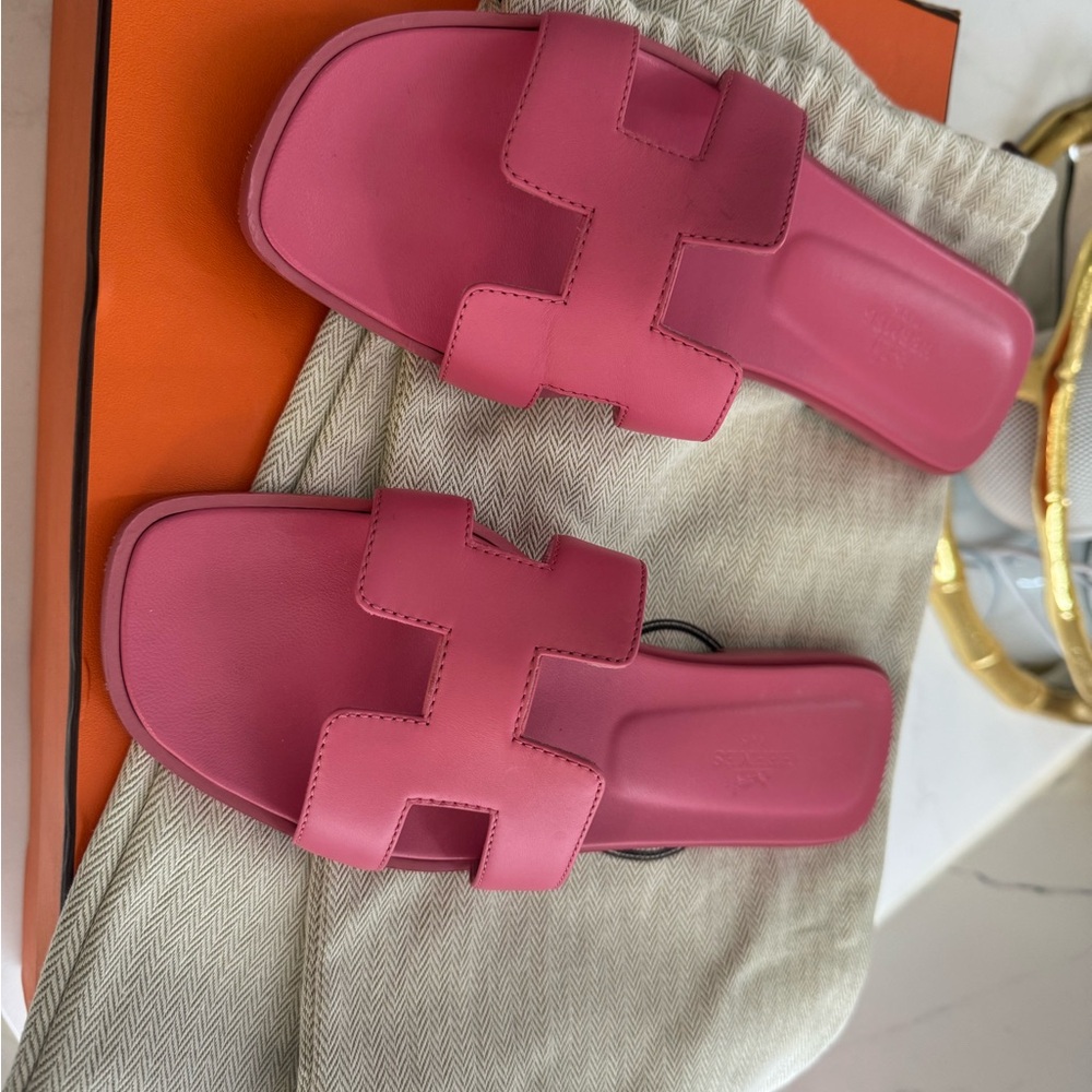 Hermes Oran Sandals Rose Petale 36.5